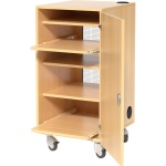 Medienschrank, fahrbar, 123 cm hoch, 55x60 cm (B/T), 2 Rollzüge, 3 Böden 